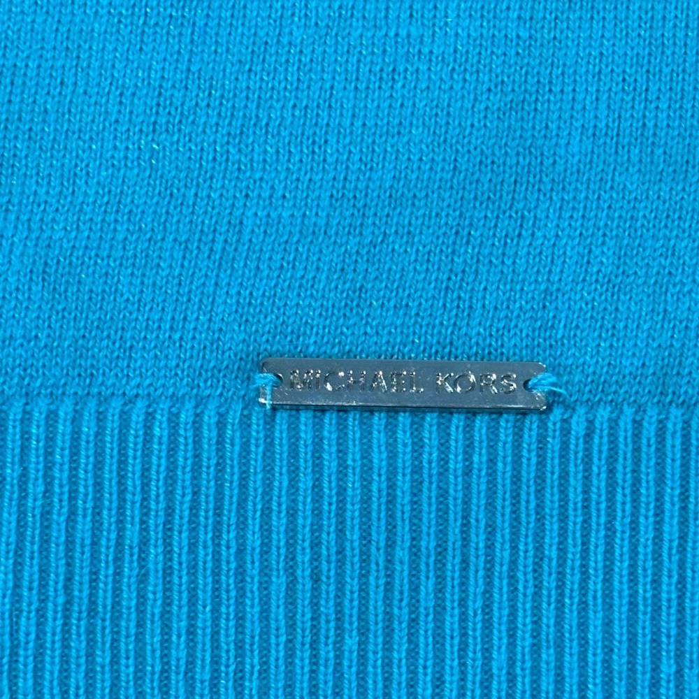 Michael Kors Womens XL Turquoise Blue Crewneck Long Sleeve Pullover Sweater Logo - Picture 3 of 6